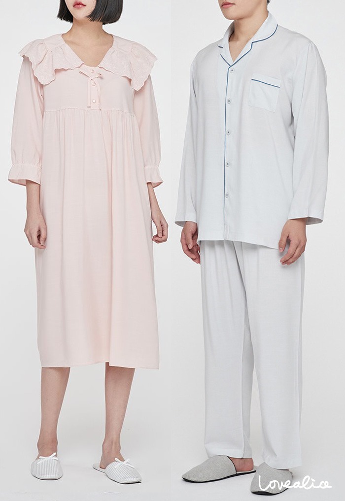 (5월중순입고/커플) 테스 텐셀 7부소매 원피스 커플홈웨어잠옷