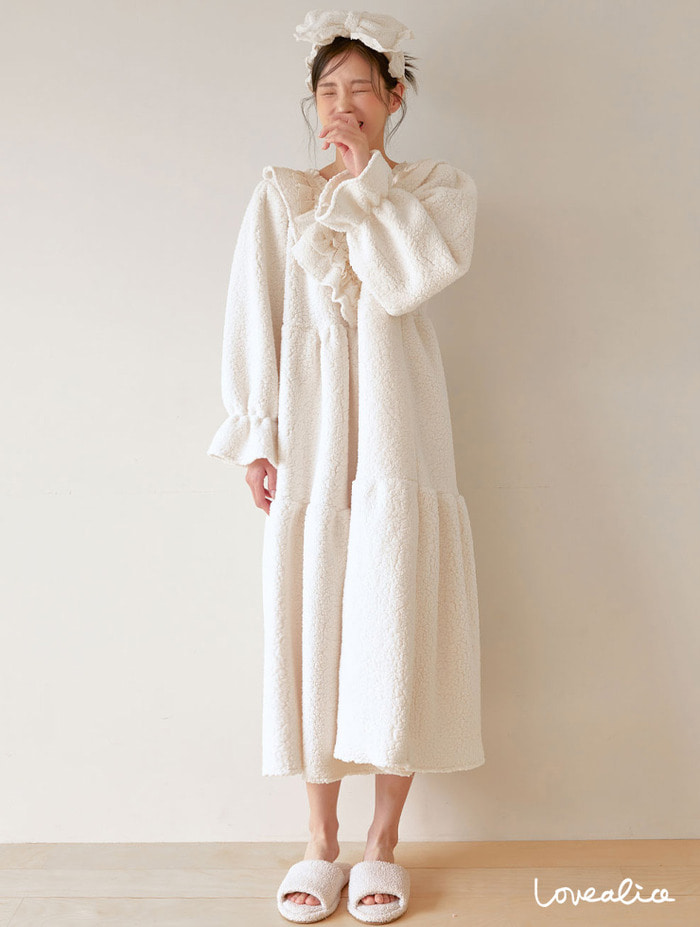(커플) 슈에나 양털극세사 긴팔원피스 수면커플잠옷