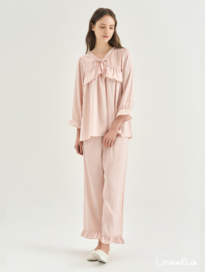 (여성) 그레디 샤머즈 7부소매 상하잠옷 핑크