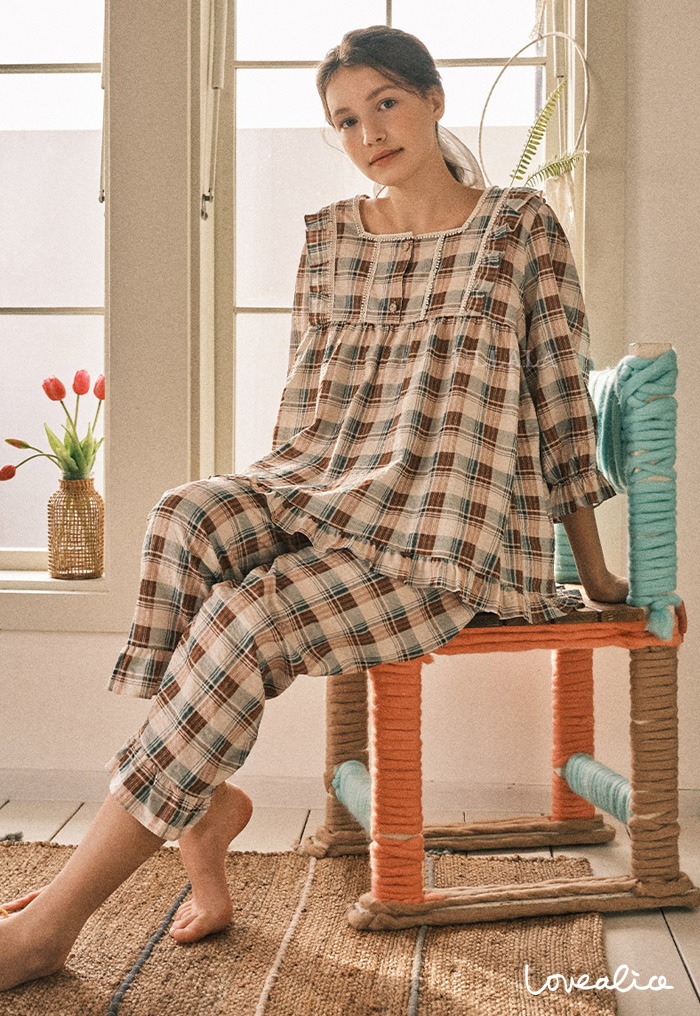 (여성) 레몬드 면레이온 7부소매 상하 잠옷 (40수)