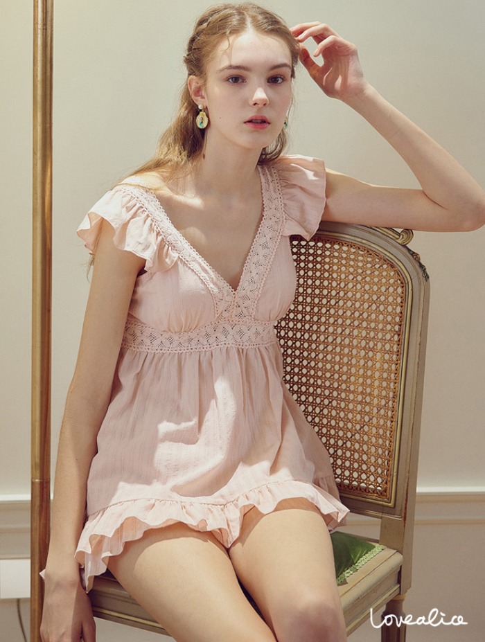 (여성) 비앙코 캡내장 민소매상하 잠옷 핑크