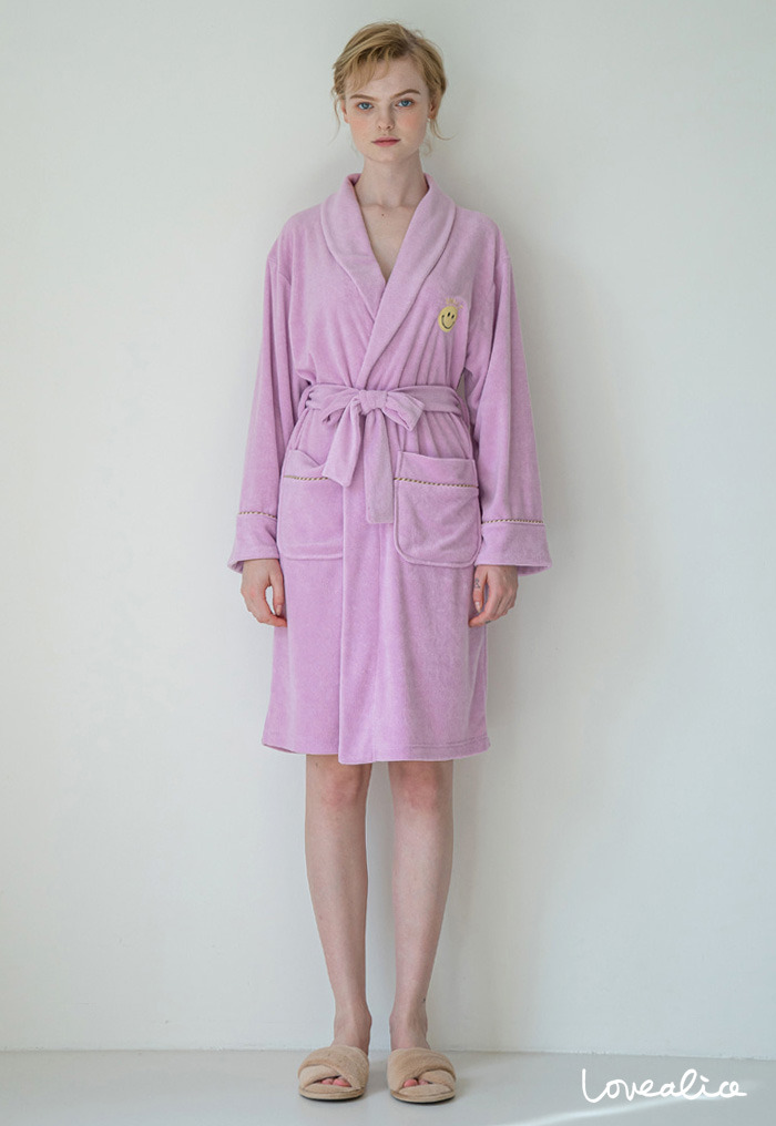 (여성) 스마일 샤워가운 목욕가운 핑크