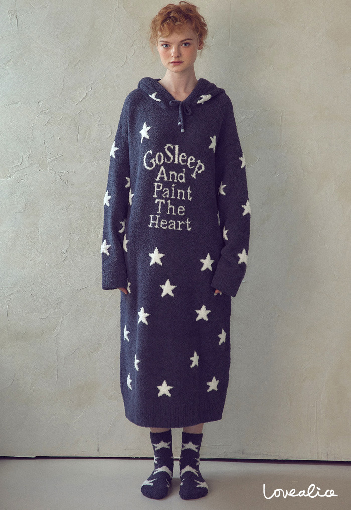 (여성) 젤라또 밀키웨이 긴팔원피스 수면잠옷 네이비