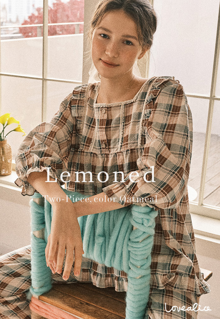 (커플) 레몬드 면레이온 7부소매 상하 커플잠옷(40수)