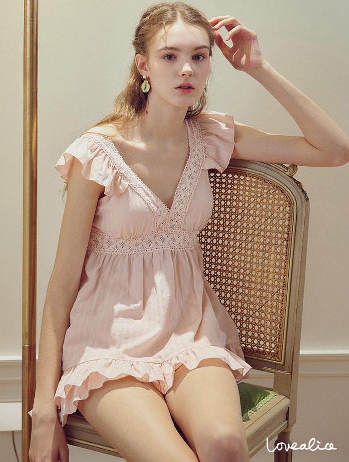 (여성) 비앙코 캡내장 민소매상하 잠옷 핑크