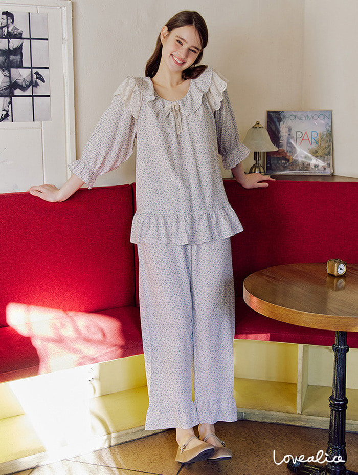 (여성) 물망초 프로비스코스 7부소매상하 잠옷