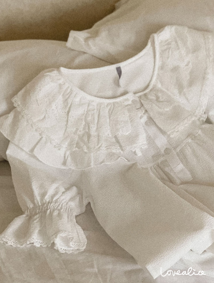 (여성) 컬리수 리플면 7부소매 원피스 잠옷