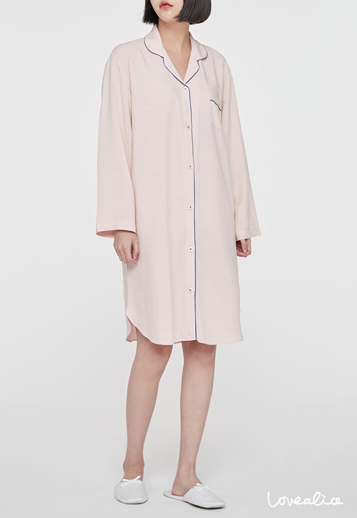 (여성) 테스 텐셀 긴소매 페어 원피스 홈웨어 잠옷