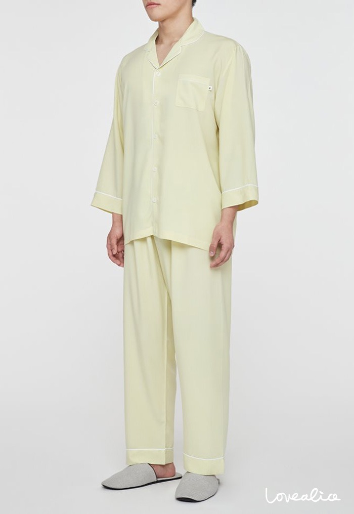 (남성) 라임펀치 텐셀 8부소매 페어상하 홈웨어 잠옷