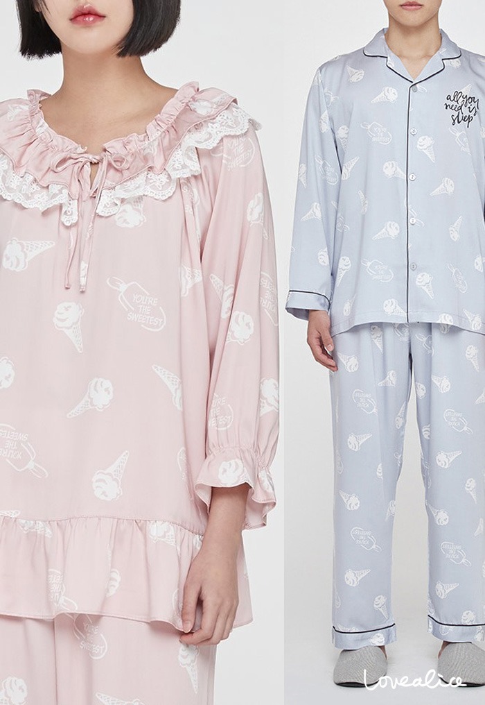 (sale/커플) 크리미 텐셀 라운드 7부소매 상하 커플잠옷
