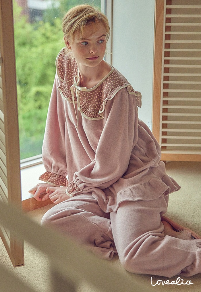 (여성) 로얄데이지 긴팔상하 수면잠옷 핑크