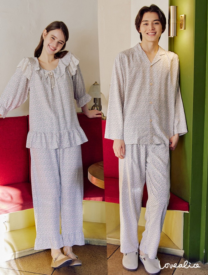 (커플) 물망초 프로비스코스 7부소매상하 커플잠옷