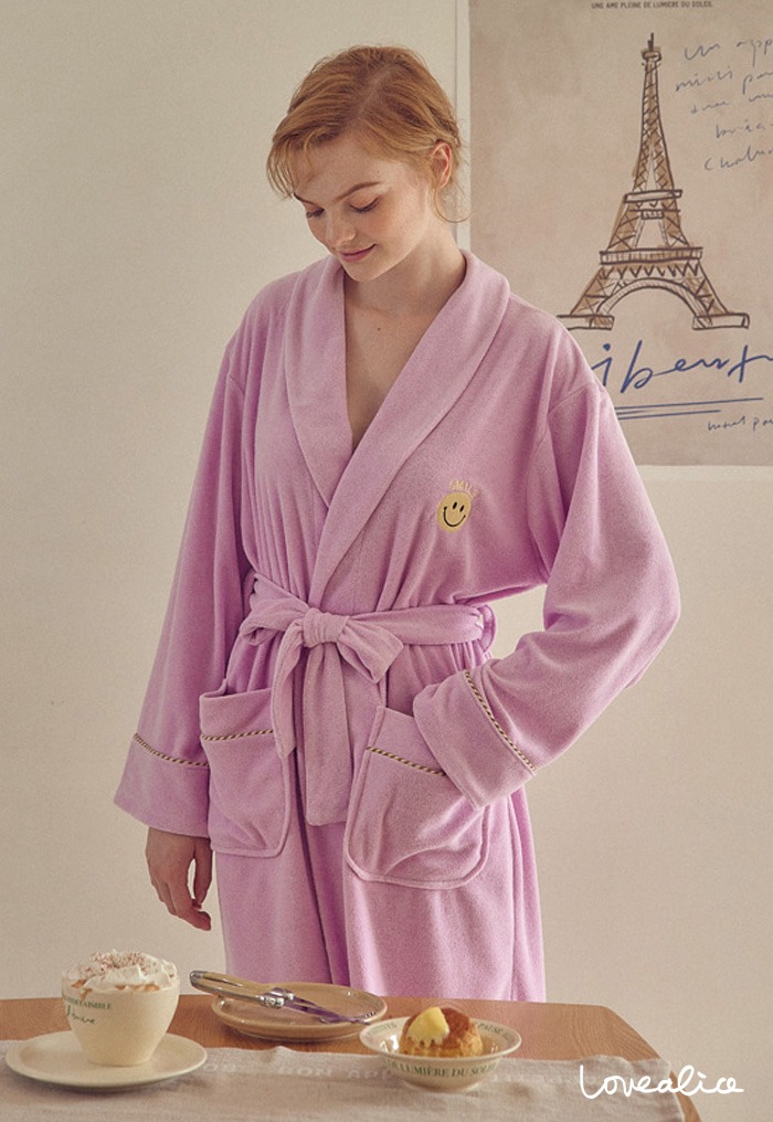 (여성) 스마일 샤워가운 목욕가운 핑크