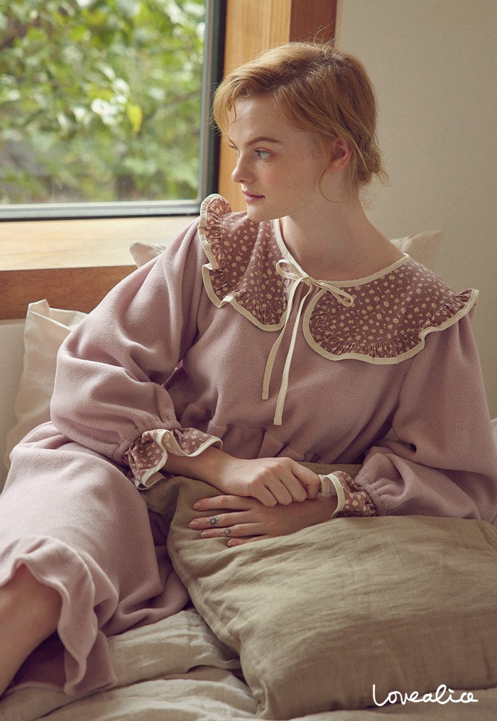 (여성) 로얄데이지 긴팔원피스 수면잠옷 핑크
