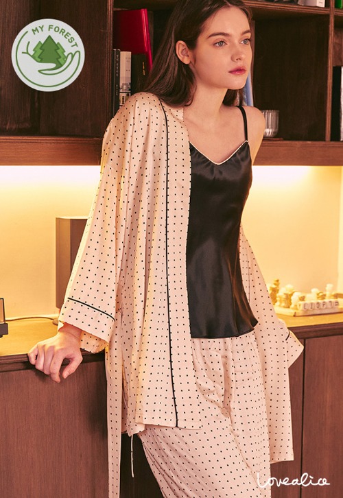 (여성) 엠마 프리미엄비스코스 3피스 민소매상하+가운 잠옷