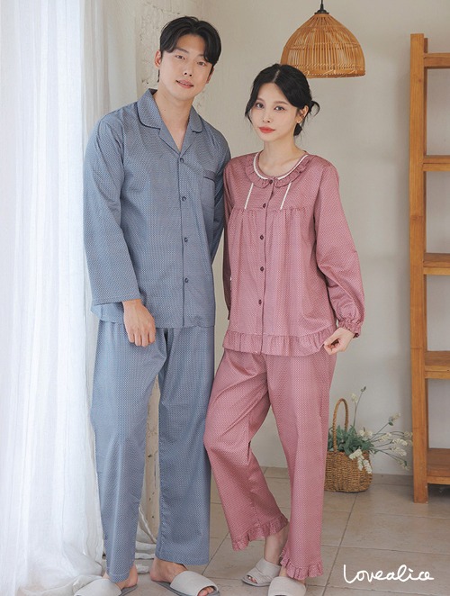 (커플) 하운즈 60수주자면 긴팔상하 부모님잠옷